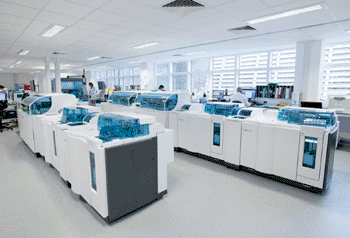 Image: The new Queen Elizabeth Hospital Birmingham’s laboratory uses state-of-the-art Roche analytical platforms to reduce turnaround times (Photo courtesy of the University Hospitals Birmingham NHS Foundation Trust).